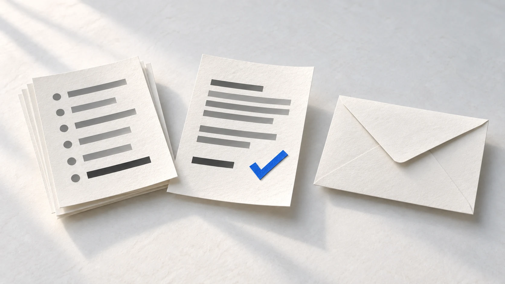 A draft is checked against its source while the outgoing envelope stays sealed.