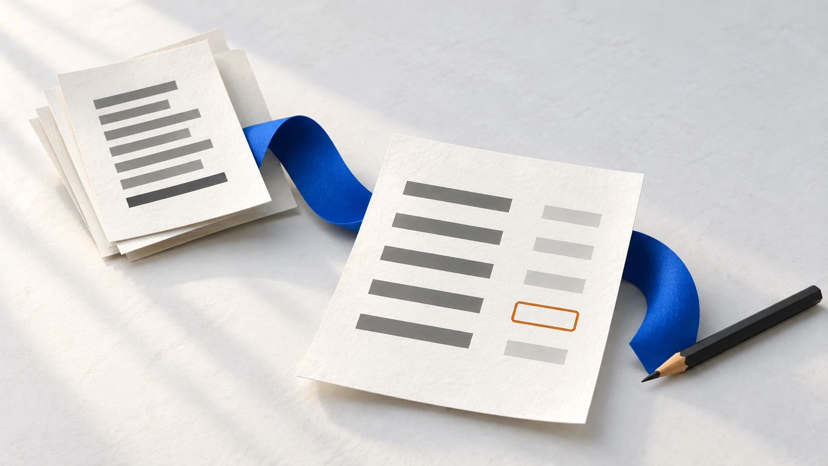 A saved output keeps an unanswered item visible beside the source folder and a review pencil.