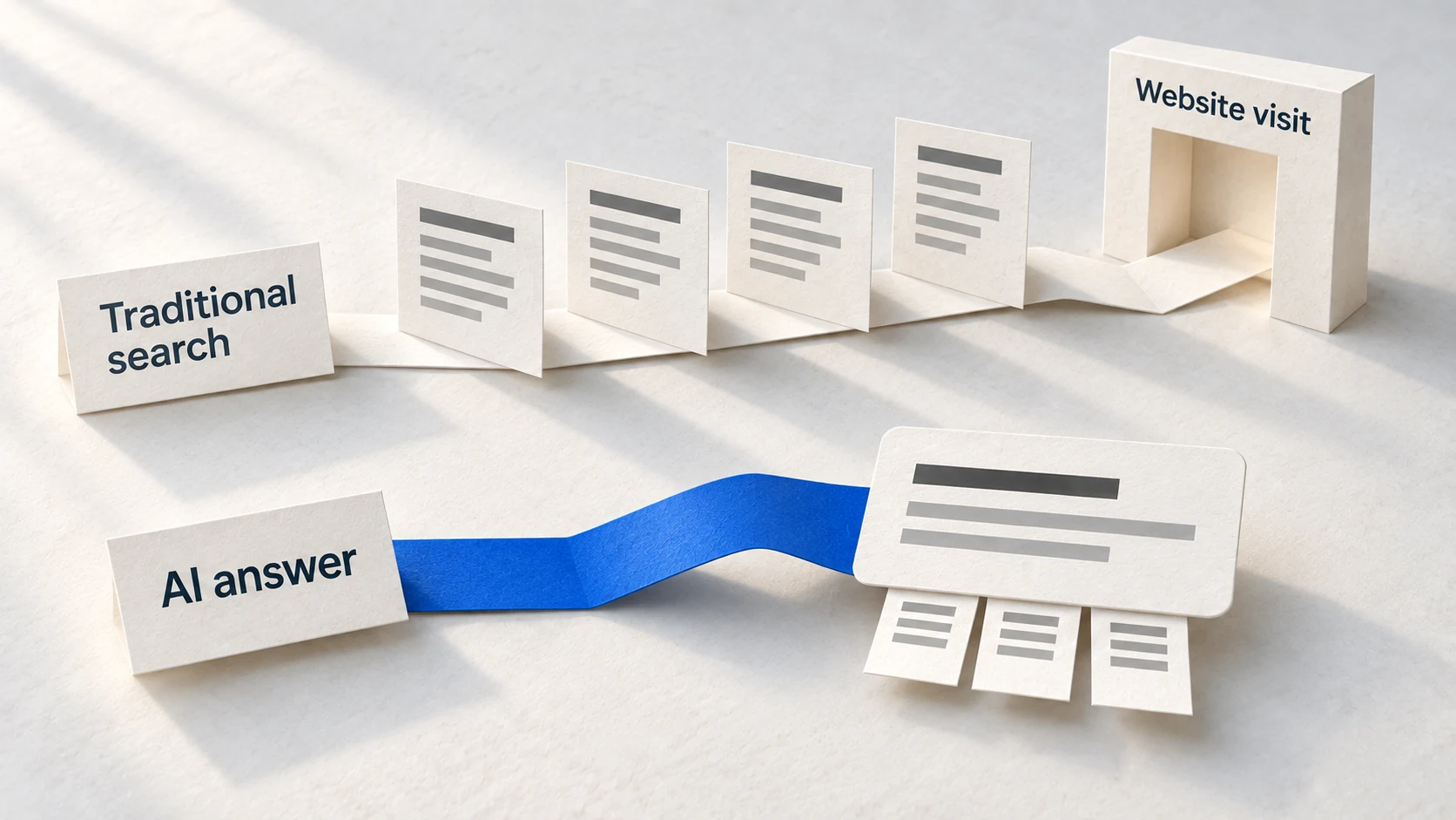 Paper search paths showing direct answers alongside traditional website discovery.