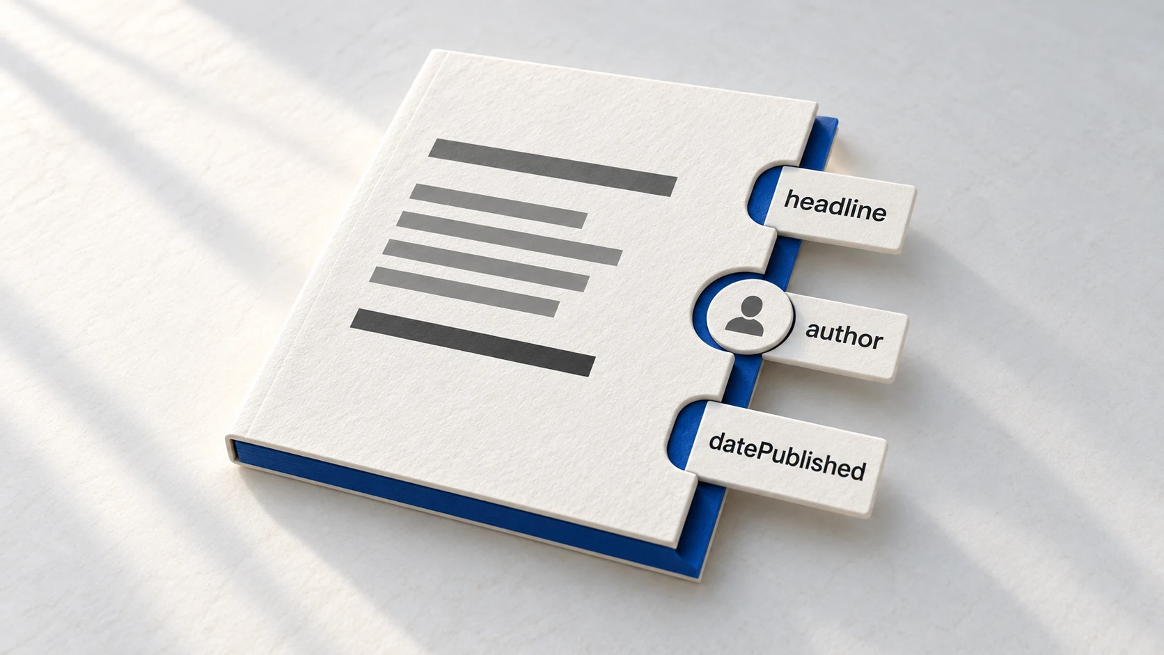 A structured article folio with distinct places for its content, author, and date.