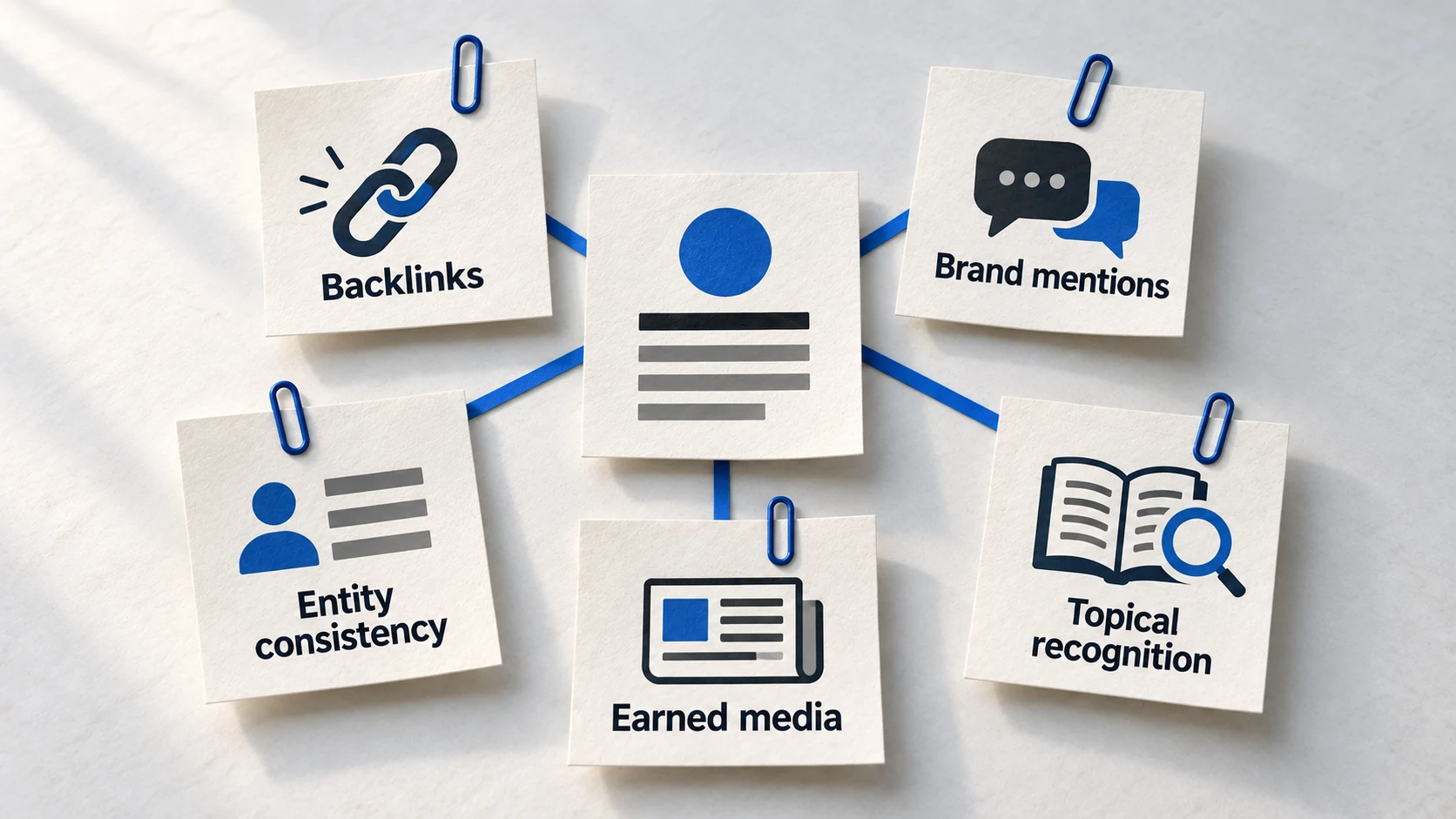 Paper brand record supported by backlinks, mentions, consistent identity, earned media and topical recognition.