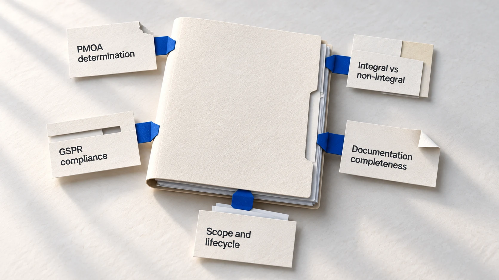 A submission dossier with five different issues flagged for review.
