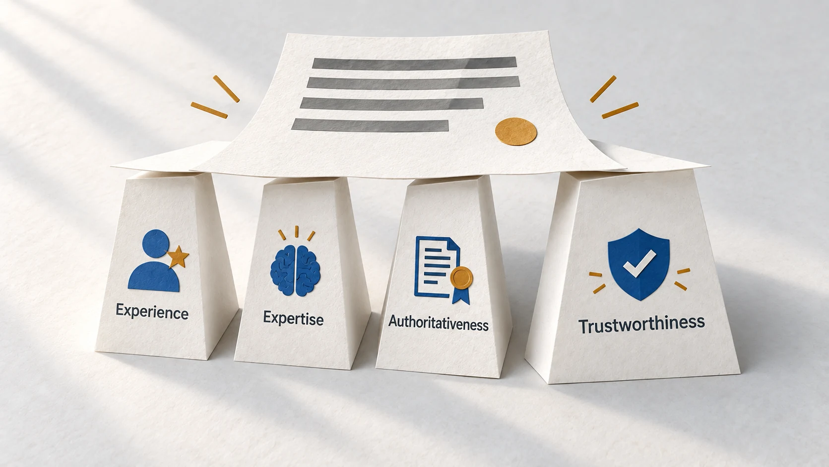 The four E-E-A-T dimensions supporting content trust.