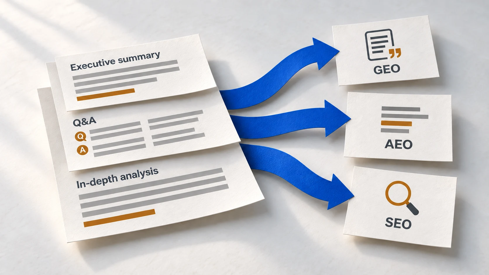 One content strategy serving traditional search, answer features and AI citations.