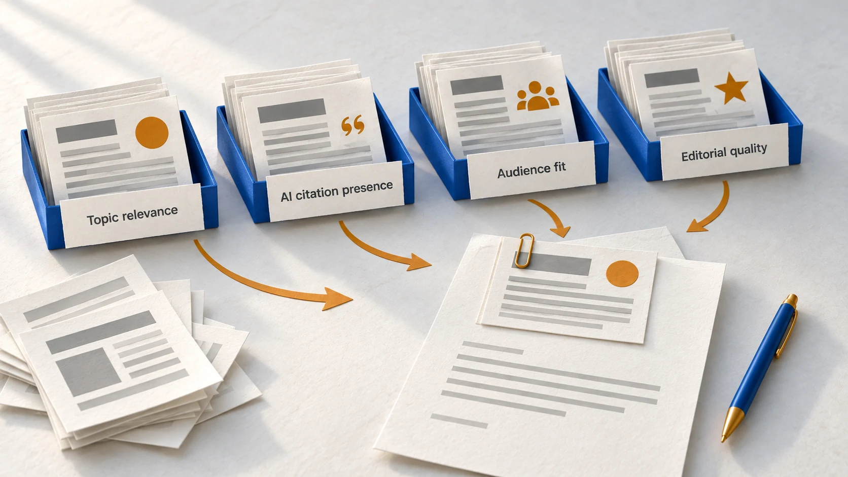 Selecting guest-posting opportunities by editorial quality and relevance.