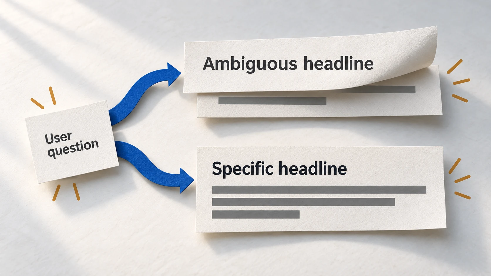 Clear, specific headings compared with ambiguous headings.