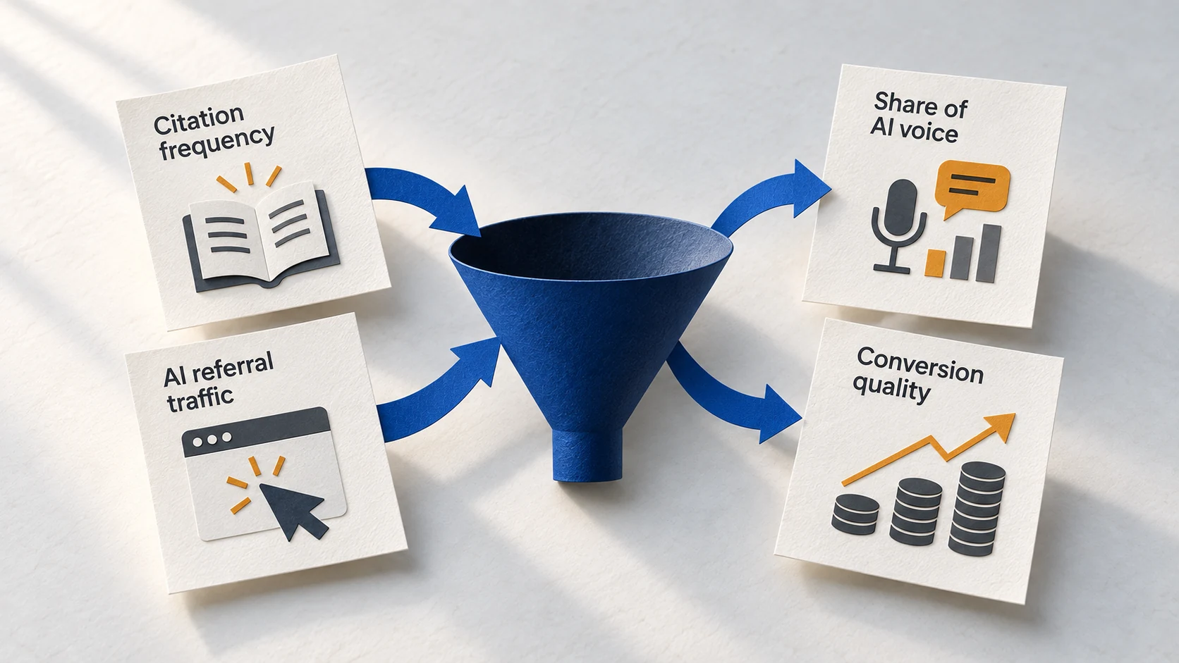 Four GEO measures that reveal a partly invisible AI search journey.