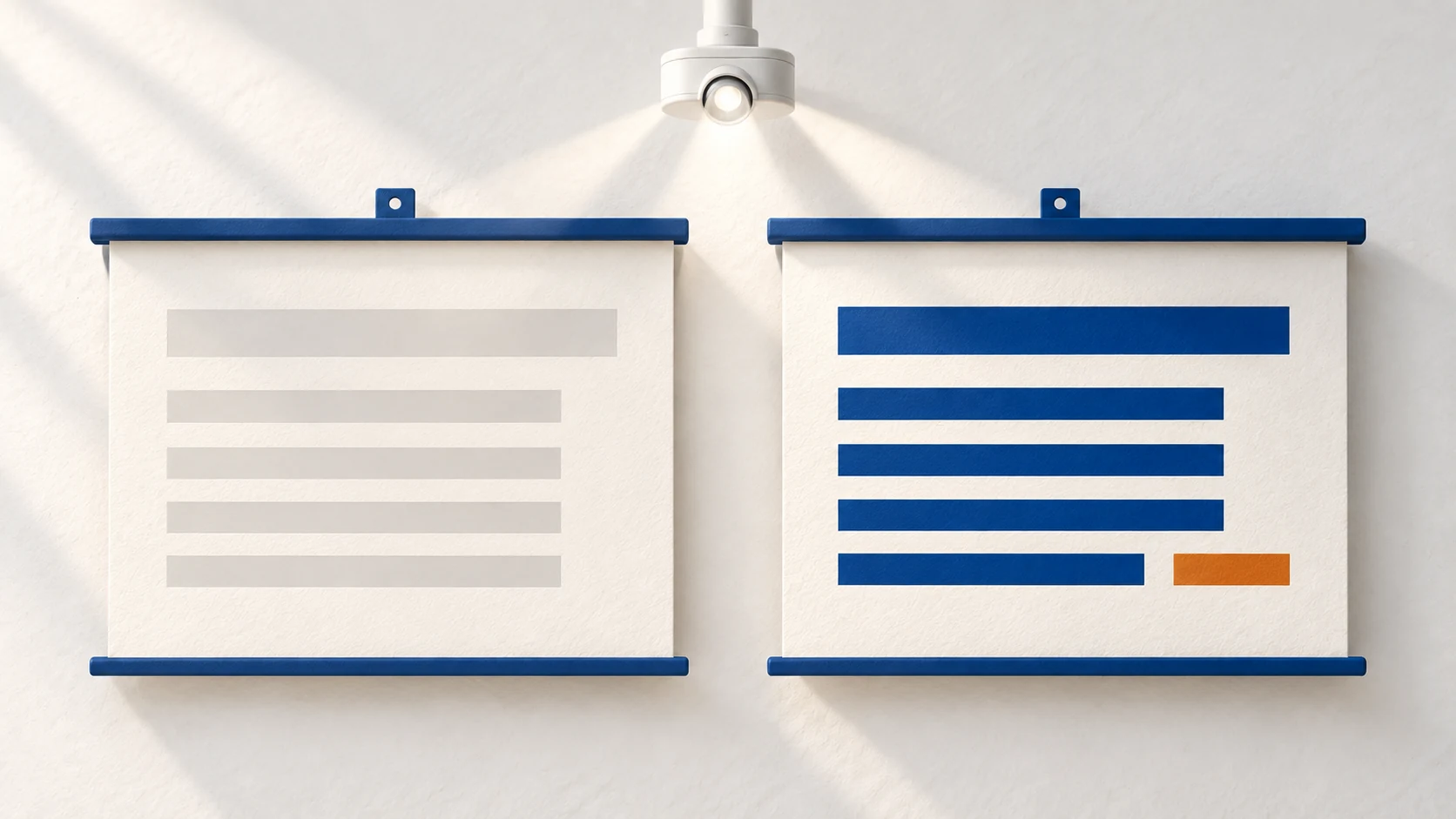 Two projected slides showing the difference between weak and readable contrast.