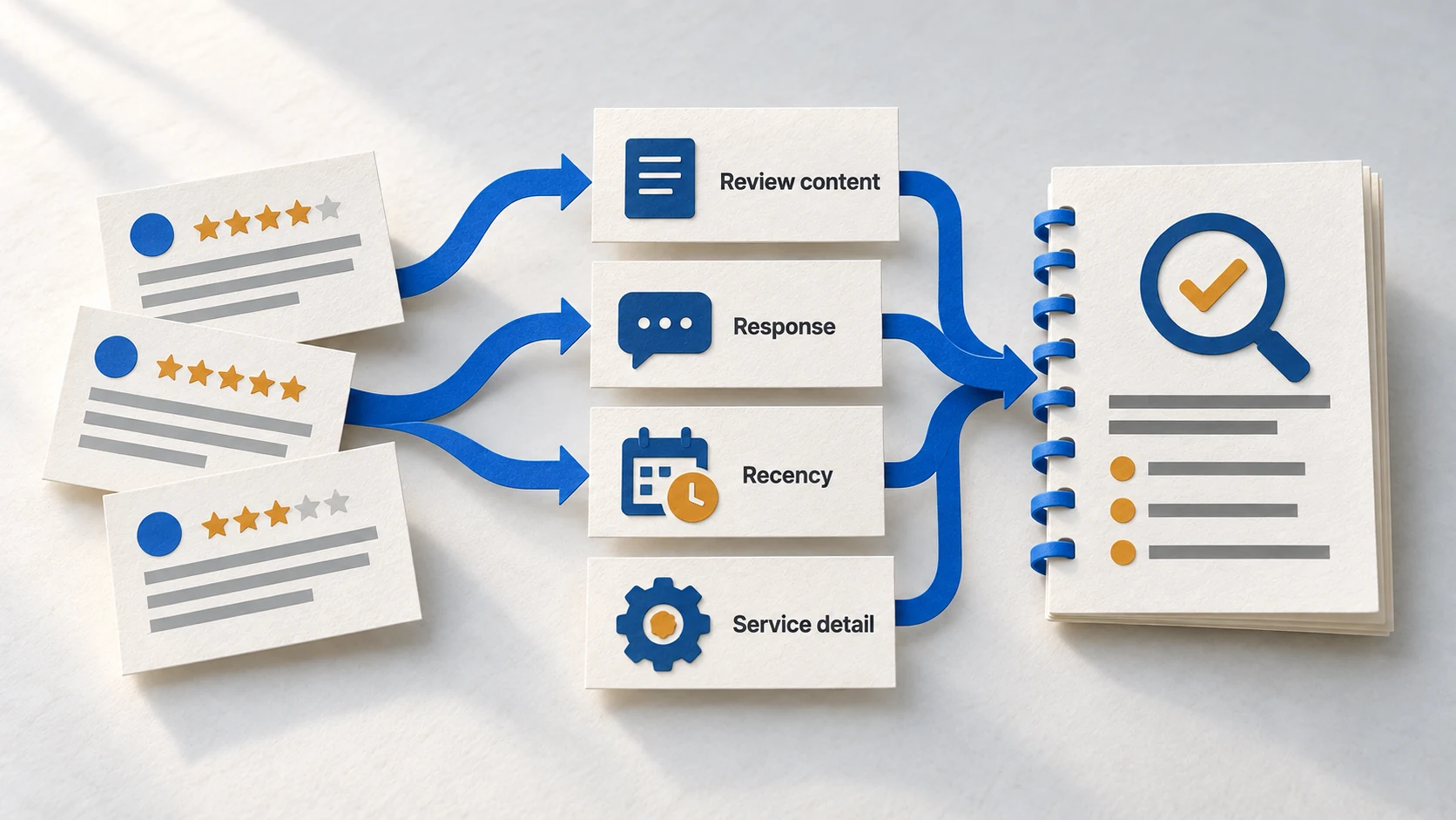 Review responses and review-content signals for local visibility.
