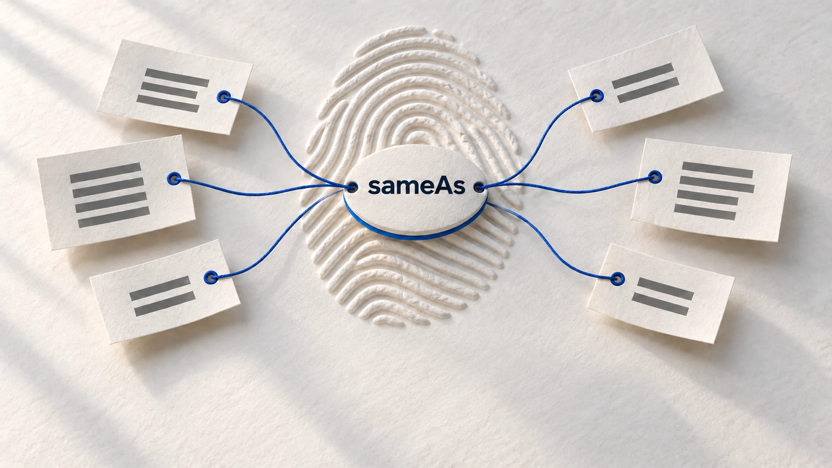 One brand identity linked through sameAs to several verified profile slips.