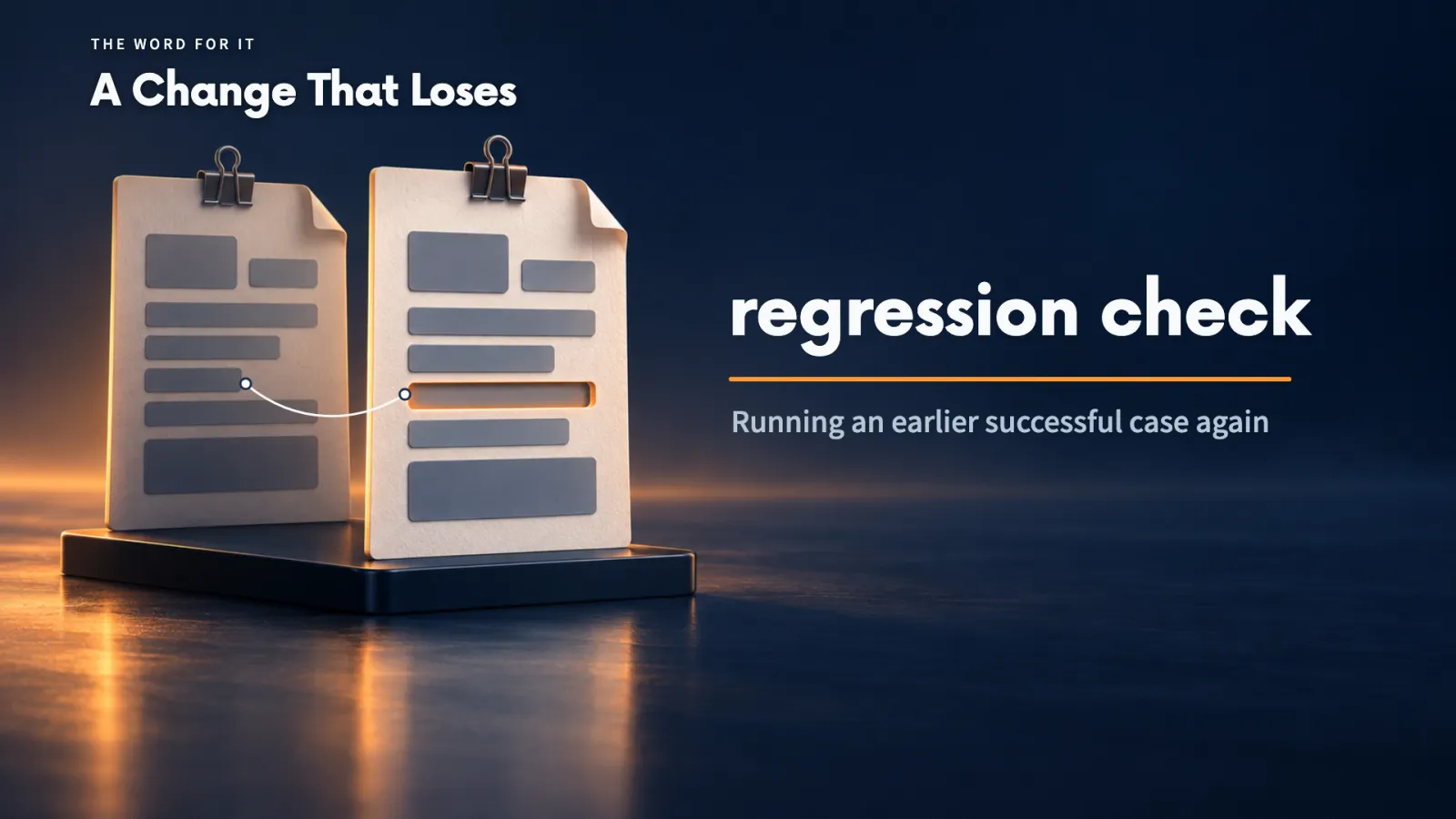 Running an earlier successful case again is a regression check.